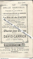 TD / Vintage Program Cinema / Programme Cinéma MARIVAUX CHARLOT David GARRICK 1921 KRI-PLE-BERS Frères - Programmes