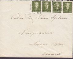 Netherlands HENGELO (Ov.) 1950 Cover Brief Lettre NØRAGER Jylland Denmark 4-Stripe Juliana - Lettres & Documents