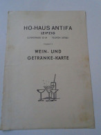 D202244 WEIN Und Getränke-Karte  HO-Haus ANTIFA   LEIPZIG  -DDR Germany   1954 - Menükarten