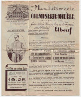 76 - F28804PAP - ELBEUF - Dépliant Publicitaire Dommun De LA CHEMISERIE MODERNE, LA TOILE D'ELBEUF, AUX FABRIQUES REUNIE - Elbeuf