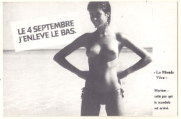 0 - F20264CPM - LE MONDE VECU - Serie 3D - 366  - Le 4 Septembre J'enleve Le Bas - Myriam - Affichage Avenir - Très Bon - Fotografie