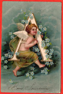 - F29267CPA - CARTE GAUFREE - ALPHABET - ANGE - LETTRE A - TREFLE - Carte Pionnière - Très Bon état - THEMES - Angels