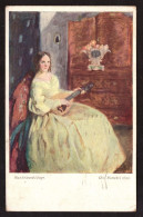 Cartolina Illustrata Signora Elegante Suona Il Mandolino - Viaggiata - 1900-1949