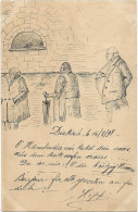 S9410 - Dessin Fait Main De "Messieurs" En Promenade - Oblitération Diekirch 1898 - Nouvel An