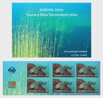Slovakia 2024 EUROPA CEPT Fauna And Flora Of The Lakes Rare Fish Booklet Of 6 Self-adhesive Stamps MNH - Poissons