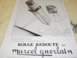 ANCIENNE PUBLICITE ROUGE REDOUTE DE MARCEL  1930 - Sonstige & Ohne Zuordnung