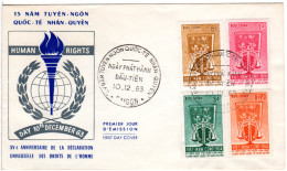 Vietnam 1963, Ausgabe 15 J. Erkärung D. Menschenrechte Kpl. Auf FDC - Andere-Azië