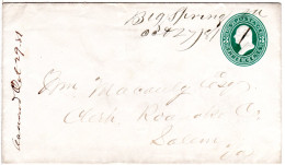 USA 1870, 3 C. Ganzsache Brief M. Hds. Entwertung Mouse Creek 7 May 70 - Sonstige & Ohne Zuordnung