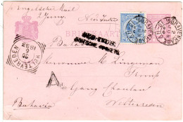 NL 1893, 5 C. Zusatzfr. Auf 2 1/2 C. Ganzsache V. S'Gravenhage N. NL-Indien - Other & Unclassified