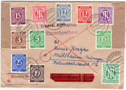 1946, 11 Marken Auf Einschreiben-Eilboten Brief V. Kronach N. Thüringen - Storia Postale