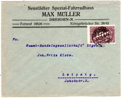 DR 1923, 100 Mk. Auf Brief V. Dresden. Neustädter Fahrradhaus M. Müller. - Lettres & Documents