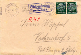 DR 1940, Landpost Stpl. SIEBENBRUNN über Augsburg 2. Auf Brief M. Paar 6 Pf. - Cartas & Documentos