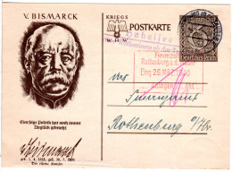 DR 1940, Landpoststempel HABELSEE über Rothenburg Tauber Auf 6 Pf. Ganzsache - Brieven En Documenten