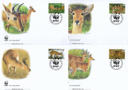 GHANA  2012 4 FDC WWF-ANTILOPES YVERT N°3367/3370 - FDC