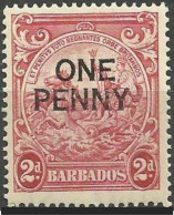 BARBADOS 1947 - SELLO SOBRECARGADO ONE PENNY - YVERT 187* - Barbados (1966-...)