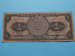 1 Peso ( Serie FW ) 19-VI-1957 ( Q377790 ) El Banco De MEXICO ( For Grade, Please See Photo ) Circulated ! - Mexiko