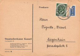 Postkarte Gelaufen Von Staatsoberkasse Kassel Nach Ziegenhain 1951 - Postkarten - Gebraucht