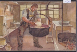 L'armailli Sortant La Pâte Du Fromage De La Bassine - Peint Par C.Liner Fête Nat. Suisse 1920 (15'248) - Artesanal