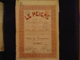 Part De Fondateur " Le Peigné " Dison Verviers 1911 Textile Bon état.. - Textil