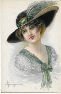 San Marco, Belle Carte. Femme Avec Chapeau Noir, Plume Grise. No.  2037 - Andere & Zonder Classificatie