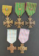 Lot De 5 Médailles Croix Du Combattant - Frankrijk