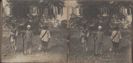 Photo Stéréoscopique Tchad Fort Lamy  Retour E Chasse à La Pintade ( Au Milieu Ernest  Larasse ) - Stereoscopio