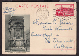 DDGG 033 - Carte 90 C Conciergerie Illustrée Paris. La Fontaine Molière - PARIS 1936 Vers La Belgique - Cartes Postales Types Et TSC (avant 1995)