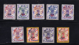 STAMPS-IRAN-1903-UNUSED-MH*-SEE-SCAN-OVERPRINT-POSTES-PERSANES-SET-8-PCS - Iran