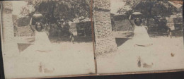 Photo Stéréoscopique Tchad Fort  Femme Mahamid Portant De L'eau - Stereoscopic