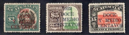 Guatemala 1922 National Emblem (R) ,Monument To President Granados Le Penitenciaria Bridge ( Dk Blue) 3V  MH - Guatemala