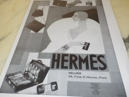 ANCIENNE PUBLICITE SELLIER  HERMES 1929 - Andere & Zonder Classificatie