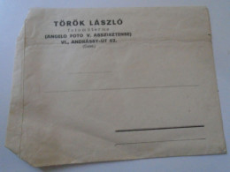 D202255  Cover -Török László Fotoműterme -Angelo Foto V. Asszisztense -Andrássy út 62 Budapest Hungary - Publicités