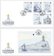 Jersey UK Great Britain 2024 50 Years Of La Corbière Lighthouse Set Of 2 FDC's - Vuurtorens