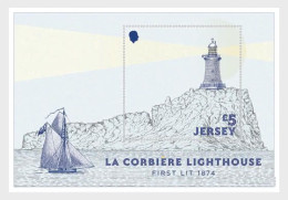 Jersey UK Great Britain 2024 50 Years Of La Corbière Lighthouse Block MNH - Barcos