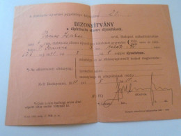 D202258   Certificate For Child's Vaccination Against Diphtheria  1940   Budapest Hungary - Unclassified