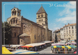 128110/ SAINT-GAUDENS, Collégiale, La Place Un Jour De Marché - Saint Gaudens