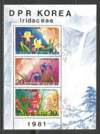 Korea 1981 Used Stamps Mini Sheet Flowers - Corea Del Nord
