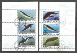 Korea 1992 Used Stamps 2 Mini Sheets Dolphins - Corée Du Nord