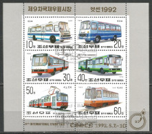 Korea 1992 Used Stamps Mini Sheet Bus - Korea (Noord)