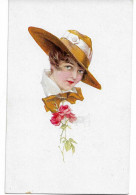 Belle Carte, Femme Avec Grand Chapeau Jaune.  ERKAL 358/1 - 1900-1949