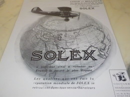 ANCIENNE PUBLICITE COSTE ET BELLONTE  CARBURATEUR SOLEX   1929 - Andere & Zonder Classificatie