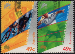 AUSTRALIA 2000 49c Multicoloured, Joined Pair, Paralympic Games-Sydney SG1997/99 FU - Usati