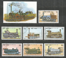 Vietnam 1985 Used Stamps  Mi. 1608-14+bc Trains - Vietnam