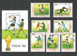 Vietnam 1989 , Used Stamps ,  Mi. ​​2080-86 + Blc Soccer - Viêt-Nam