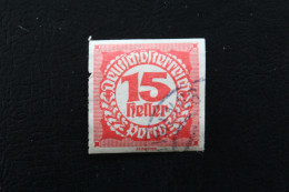 1920 Mi AT P95 15 HELLER ROUGE NON DENTELE  / CHIFFRE OBLITERE - Taxe