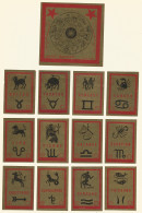 BELGIUM 12 +1 Matchbox Labels - Signs Of The Zodiac - Luciferdozen - Etiketten