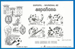SPAIN 1982 Year, Special Mint Block Black Print Football - Blocks & Kleinbögen