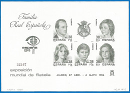 SPAIN 1984 Year, Special Mint Block Black Print The Royal Family - Blocs & Feuillets