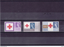 GB 1963 CROIX ROUGE  Yvert 378-380 A PHOSPHORE  NEUF** MNH Cote : 111 Euros - Unused Stamps