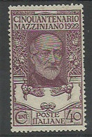 Italy 1922 Year, Stamp Mint MH(*) No Gum Mi # 158,  - Nuevos